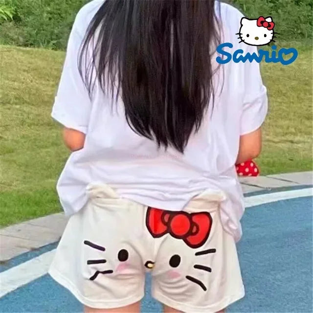 Sanrio Hello Kitty Anime Y2k Kawaii Flannel Pajamas Women'S Warm Woolen Cartoon Casual Home Pants Autumn Winter Fashion Trousers