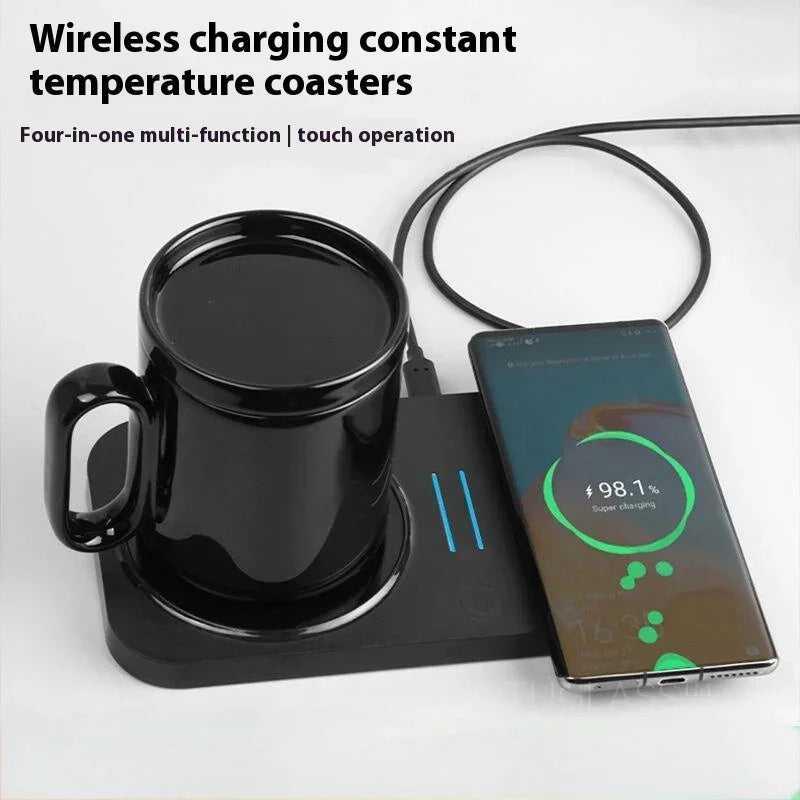 Calentador de Café + Cargador Inalámbrico – Oficina Inteligente