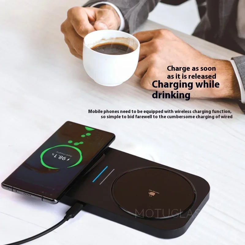 Calentador de Café + Cargador Inalámbrico – Oficina Inteligente