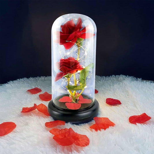 Rosa LED Bajo Cúpula – Amor que Ilumina